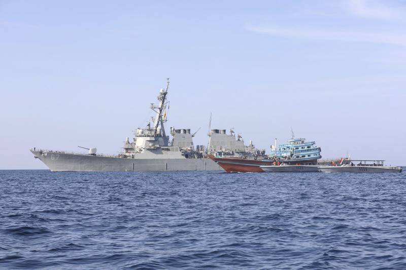 The guided-missile destroyer 'USS Cole' in the Gulf of Oman. AP