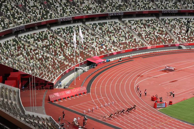 Athletes prepare to compete In an empty stadium due to Covid restrictions, during  the Tokyo 2020 Olympic Games, on July 30. Getty Images
