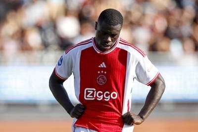 Ajax striker Brian Brobbey shows his disappointment during the 2-2 Eredivisie draw with Excelsior Rotterdam. EPA