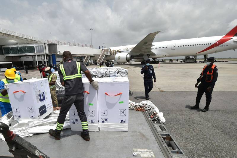 Emirates delivers 504,000 doses of the AstraZeneca vaccine to Abidjan, Ivory Coast. AFP