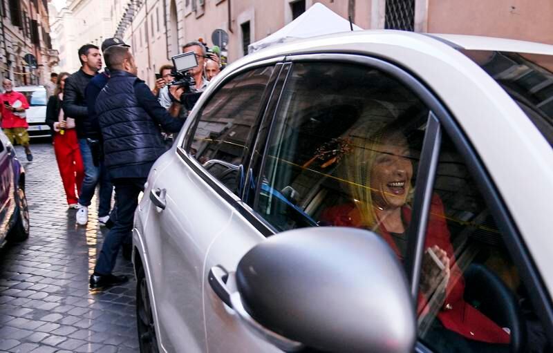 President of the Brothers of Italy, Giorgia Meloni, leaves the party's headquarters in Rome. The right-wing party, which won the general election held on September 25, saw their vote rise almost five-fold since the last election in 2018. EPA