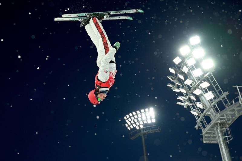 Flavie Aumond of Canada during a Freestyle Aerials training session at the Genting Snow Park, during the 2022 Beijing Winter Olympic Games. EPA