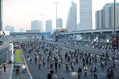 Cyclists take part in the Dubai Ride 2023