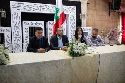 Opposition candidates for South Lebanon 2; Muhammad Ayoub, Ali Khalifeh and Ayman Mroue, are joined by Siba Mroueh, the media representative for the Zahrani coalition.