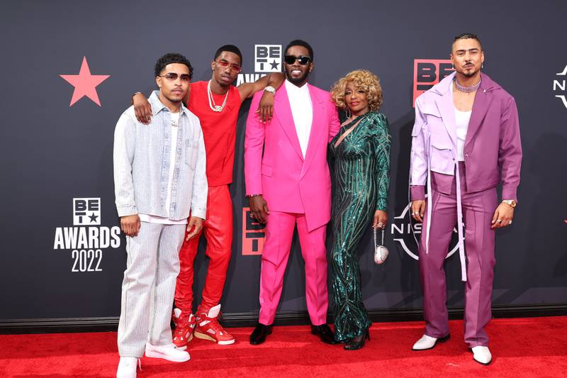 From left: Justin Dior Combs, Christian Combs, Sean 'Diddy' Combs, Janice Combs and Quincy Brown. AFP