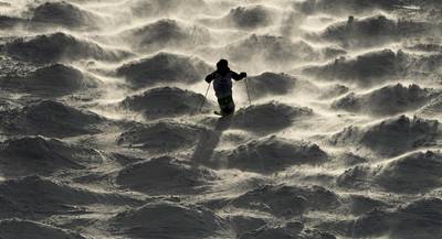 A mogul skier practices at Calabogie Peaks in Calabogie, Ontario, prior to this weekends Canada Cup Moguls event. AP