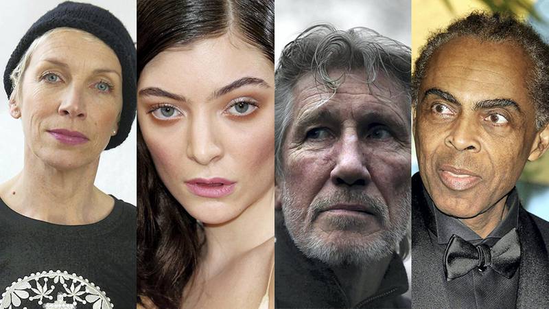 From left: Musicians Annie Lennox, Lorde, Roger Waters, and Gilberto Gil. Gil and Lorde both cancelled Tel Aviv shows scheduled for this month, after pressure from the BDS protest movement. 