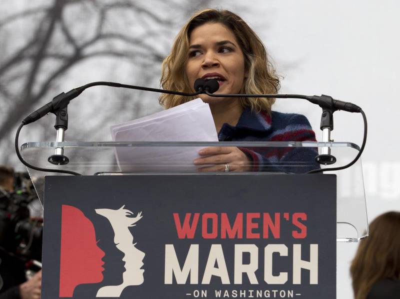 Actress America Ferrera speaks to the crowd during the Women’s March on Washington in 2017. AP Photo