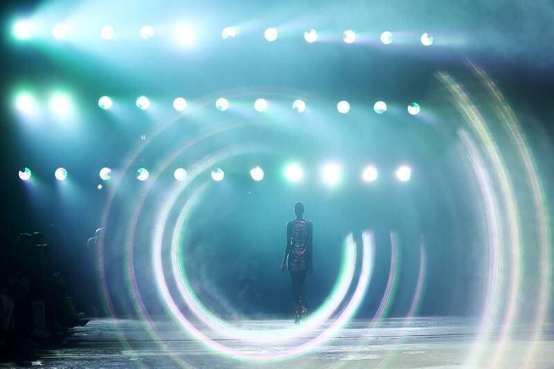 A model walks the runway during the Afterpay Australian Fashion Week 2022 Resort '23 Collections show at Carriageworks in Sydney, Australia. Getty Images