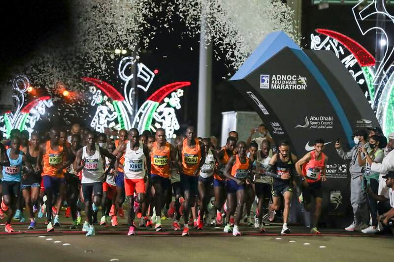 Elite athletes at the start of the Abu Dhabi Marathon.