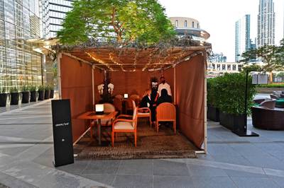 A sukkah, a temporary hut constructed for the week-long Jewish festival of Sukkot, stands in front of the Kaf Armani hotel in Dubai weeks after the UAE normalised ties with Israel. AFP