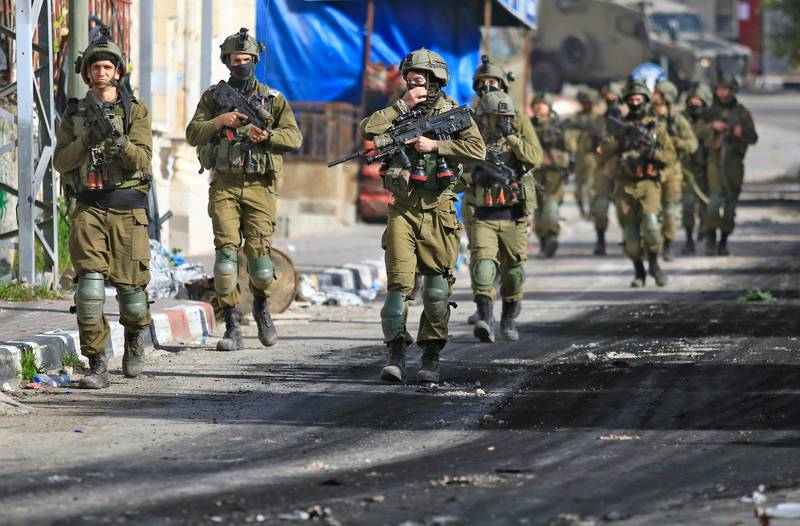 An Israel patrol in a village south of Jenin in the occupied West Bank on March 30, 2022. AFP