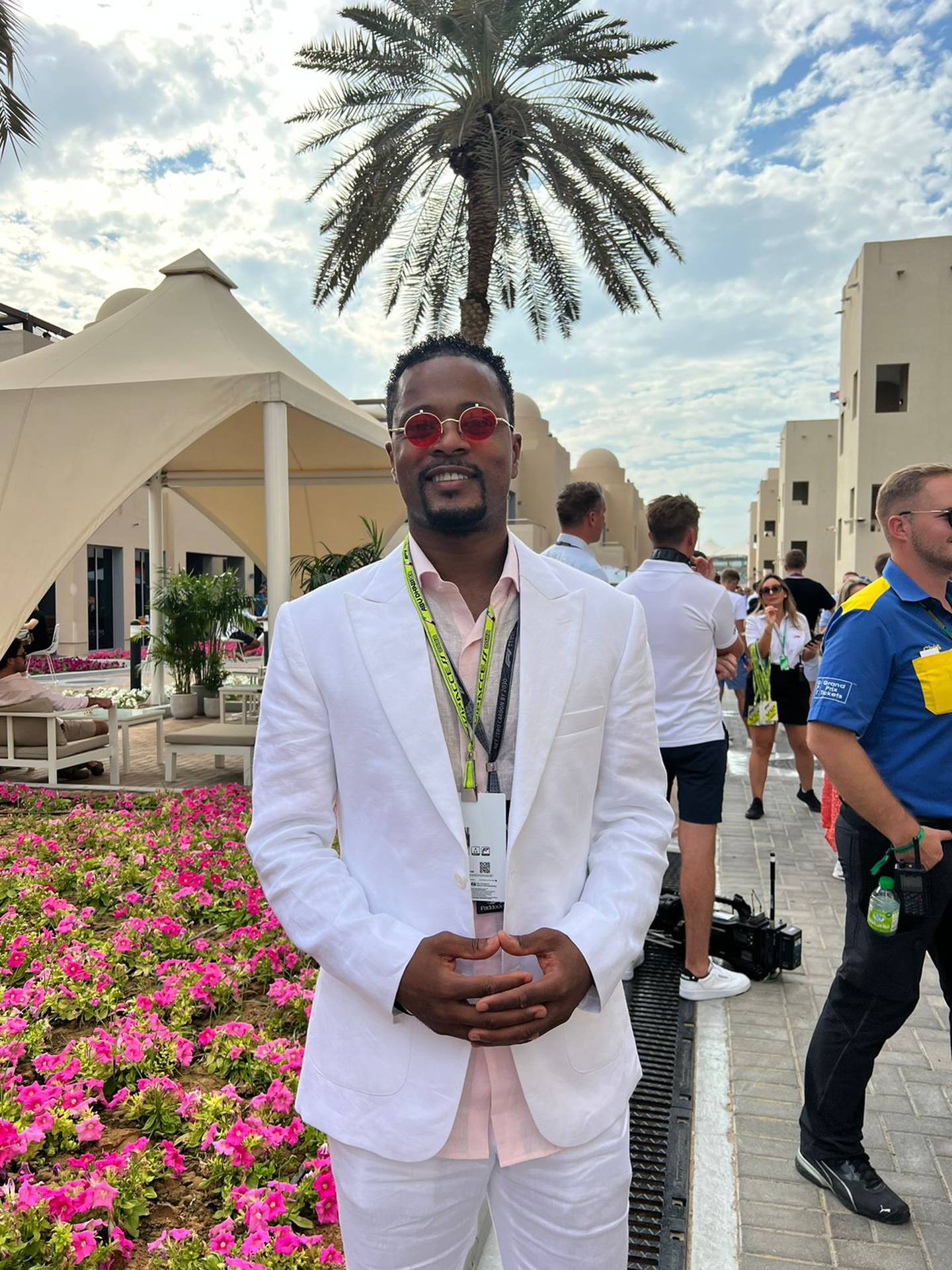 L'ancien joueur de football de Manchester United Patrice Evra au Grand Prix de Formule 1 d'Abu Dhabi.  Saïd Saïd/The National