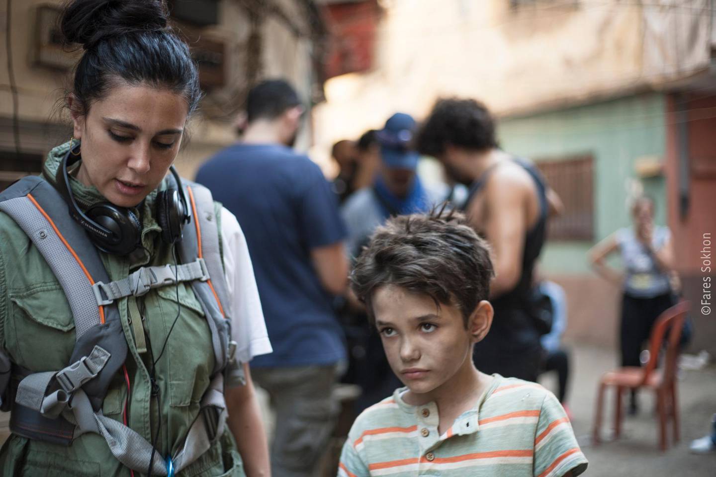 Lebanese director Nadine Labaki on the set of her Oscar contender 'Capharnaum'. Courtesy Nadine Labaki