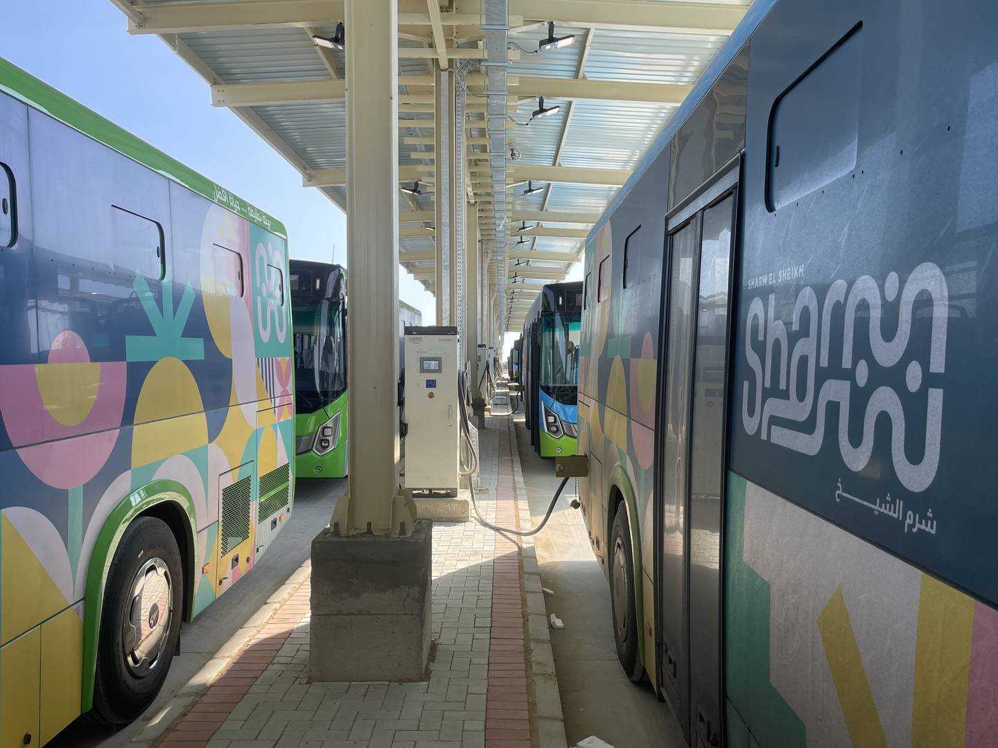 A new electric bus terminal in the Egyptian city of Sharm El Sheikh, one of the city's landmark green energy projects ahead of Cop27. Kamal Tabikha / The National.