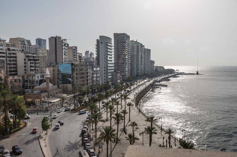 Residential and commercial buildings stand along the waterfront corniche in Beirut, Lebanon. Photographer: Sima��Diab/Bloomberg
