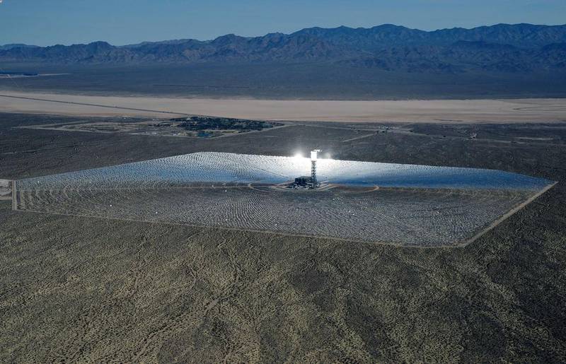 Most of the $1.6 billion financing for the Ivanpah solar electric generating system was secured by developer BrightSource through US government loans, but Google has invested $168 million in the project. Ethan Miller / Getty Images / AFP