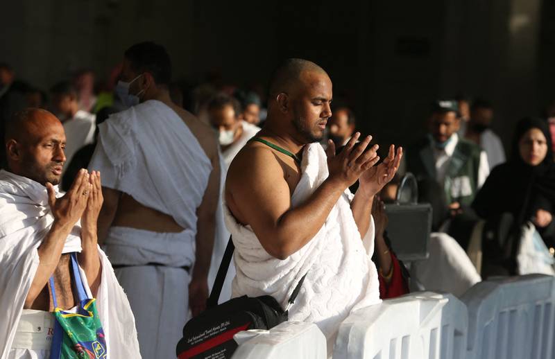 Muslims pray around the Kaaba. AFP