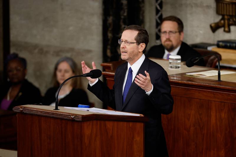 Several liberal Democratic members of Congress boycotted the speech on Wednesday, underscoring the tension between the two countries.    AFP