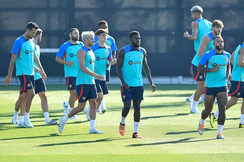 Barcelona's players during training. AFP