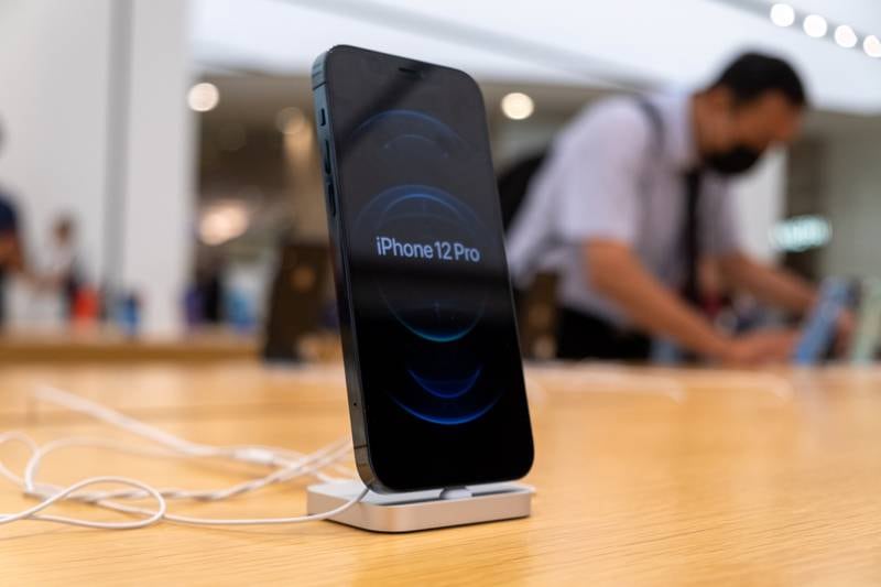 TAIPEI, TAIWAN - 2020/10/26: Apple iPhone 12 Pro seen on display at an Apple store in Taipei. (Photo by Walid Berrazeg/SOPA Images/LightRocket via Getty Images)