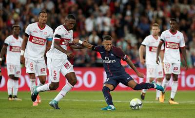 Soccer Football - Ligue 1 - Paris St Germain vs Toulouse - Paris, France - August 20, 2017   Paris Saint-Germain’s Neymar scores their sixth goal   REUTERS/Benoit Tessier     TPX IMAGES OF THE DAY