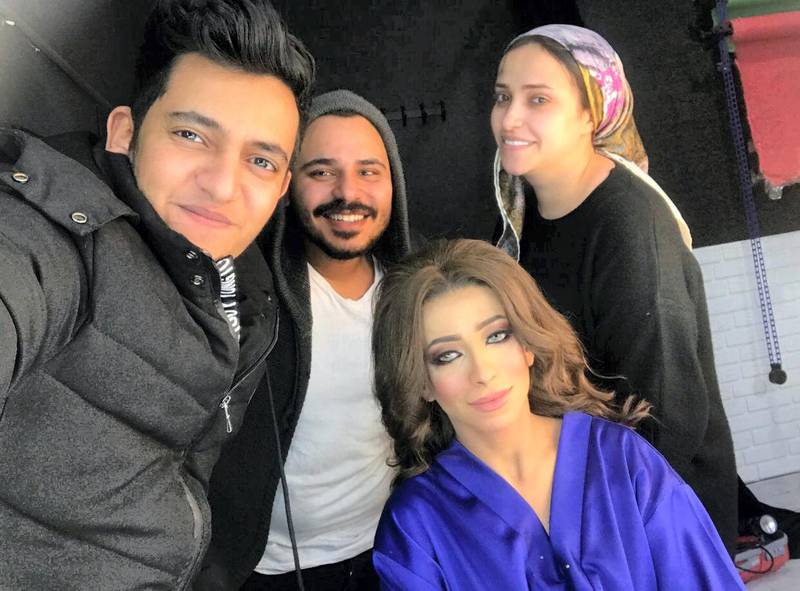 The team behind Hadeer Mohammed's transformation (left to right): hair stylist Nadir Turky, photographer Kareem Youssef and makeup artist Yasmen Sobhy. 