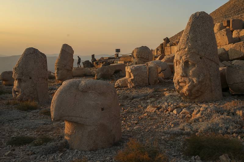 Perched at an altitude of 2,150 metres, the statues are part of a temple and tomb complex that King Antiochus I of the ancient Commagene kingdom built as a monument to himself.