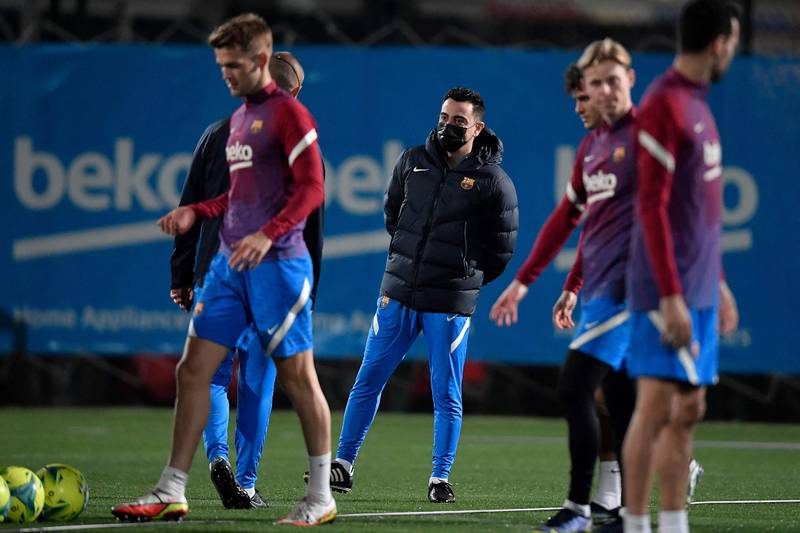 Barcelona's Spanish coach Xavi attends a training session in Barcelona on January 1, 2021. AFP