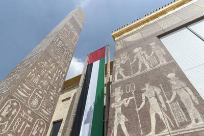 DUBAI, UNITED ARAB EMIRATES. 01 NOVEMBER 2017. UAE Flag day. A multi storey flag at Wafi Mall. (Photo: Antonie Robertson/The National) Journalist: NONE. Section: National.