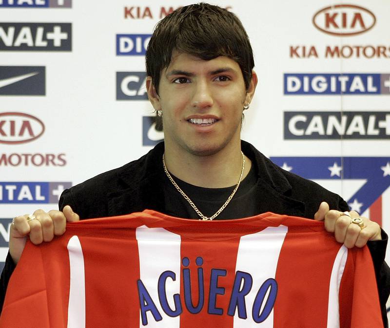 Sergio Aguero after joining Atletico Madrid in June, 2006. AP
