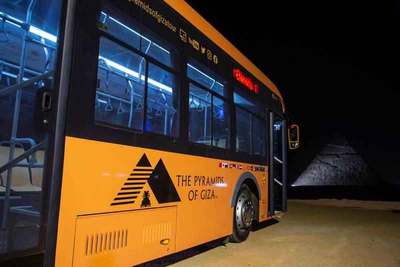 A new electric bus that will be used at the Giza pyramid. EPA