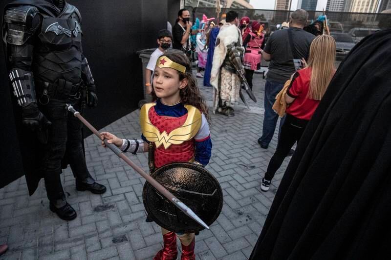 A girl cosplays as DC superhero Wonder Woman.