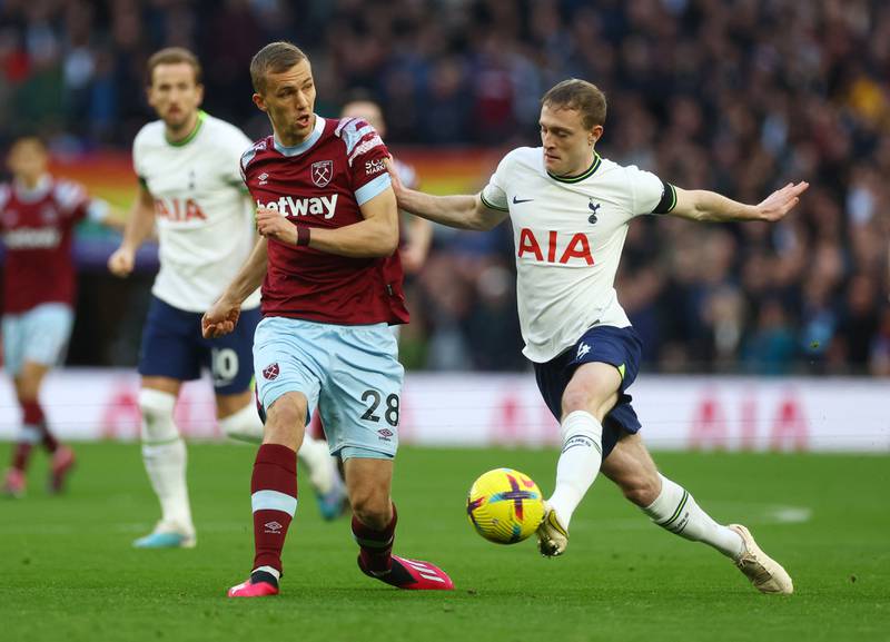 Tomas Soucek 7: In more attacking role for Hammers and in thick of early action. Big Czech teed-up Bowen for his chance and nearly got on end of cross-come-shot from same teammate. Reuters