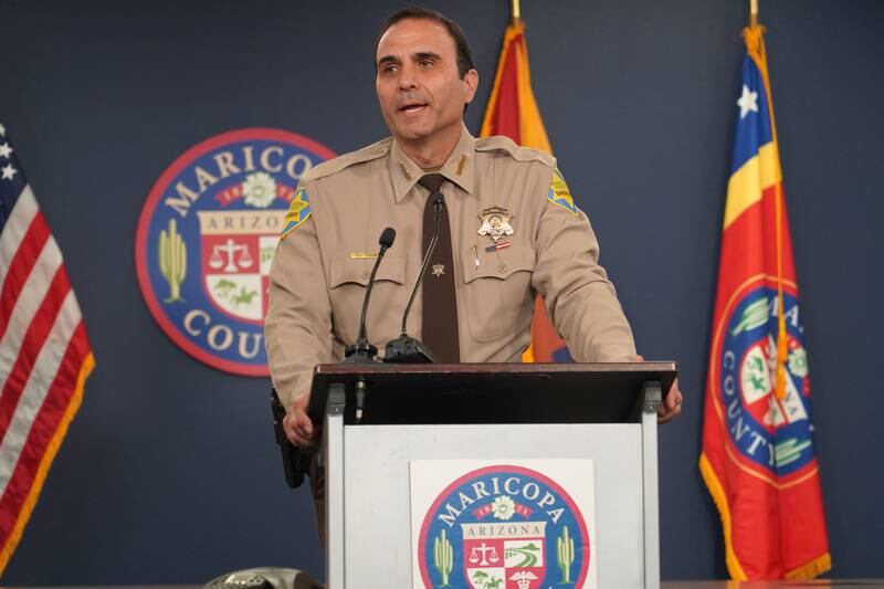 Maricopa County Sheriff Paul Penzone speaks at press conference on misinformation targeting the 2022 midterm election. Willy Lowry / The National