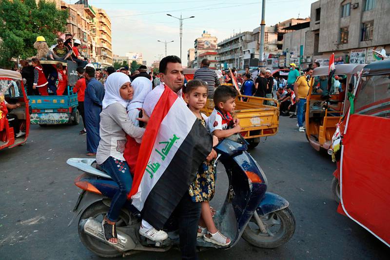 Protesters in Tahrir Square, Baghdad, during the anti-government protests. AP