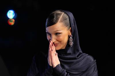 Bella Hadid, seen here at an event in Qatar in 2022, has issued her first comments on the war. AFP