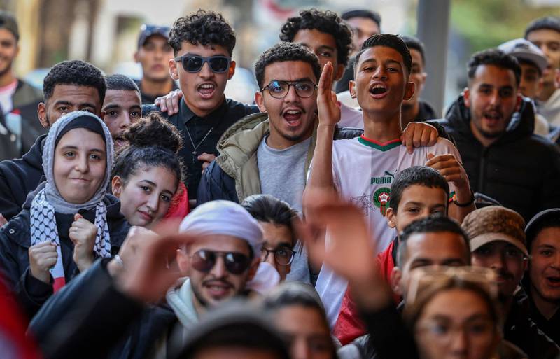 Morocco fans watch the Croatia game in Rabat. AFP