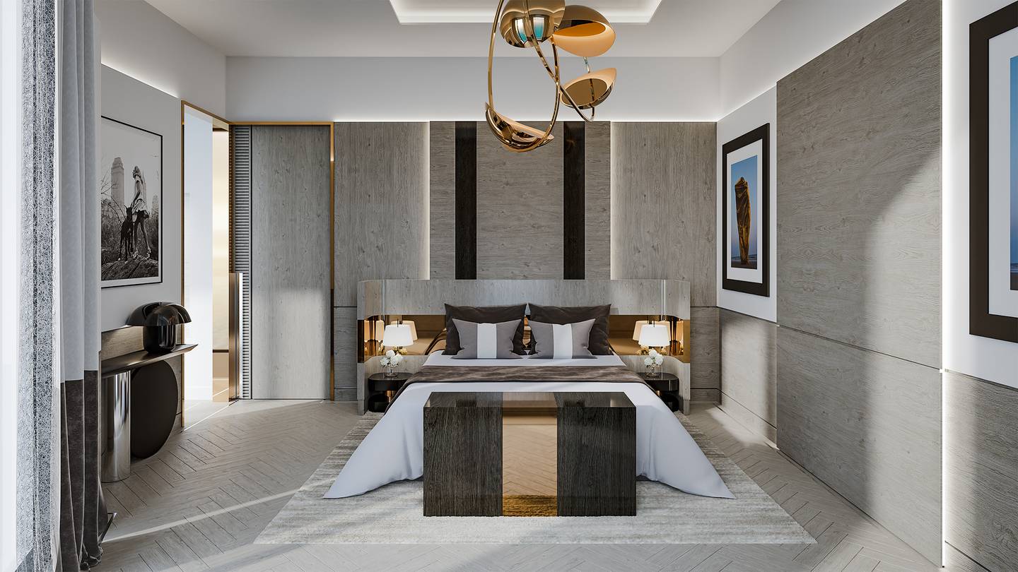 The master bedroom of a residential project in Australia, designed by Kelly Hoppen.Photo: Kelly Hoban