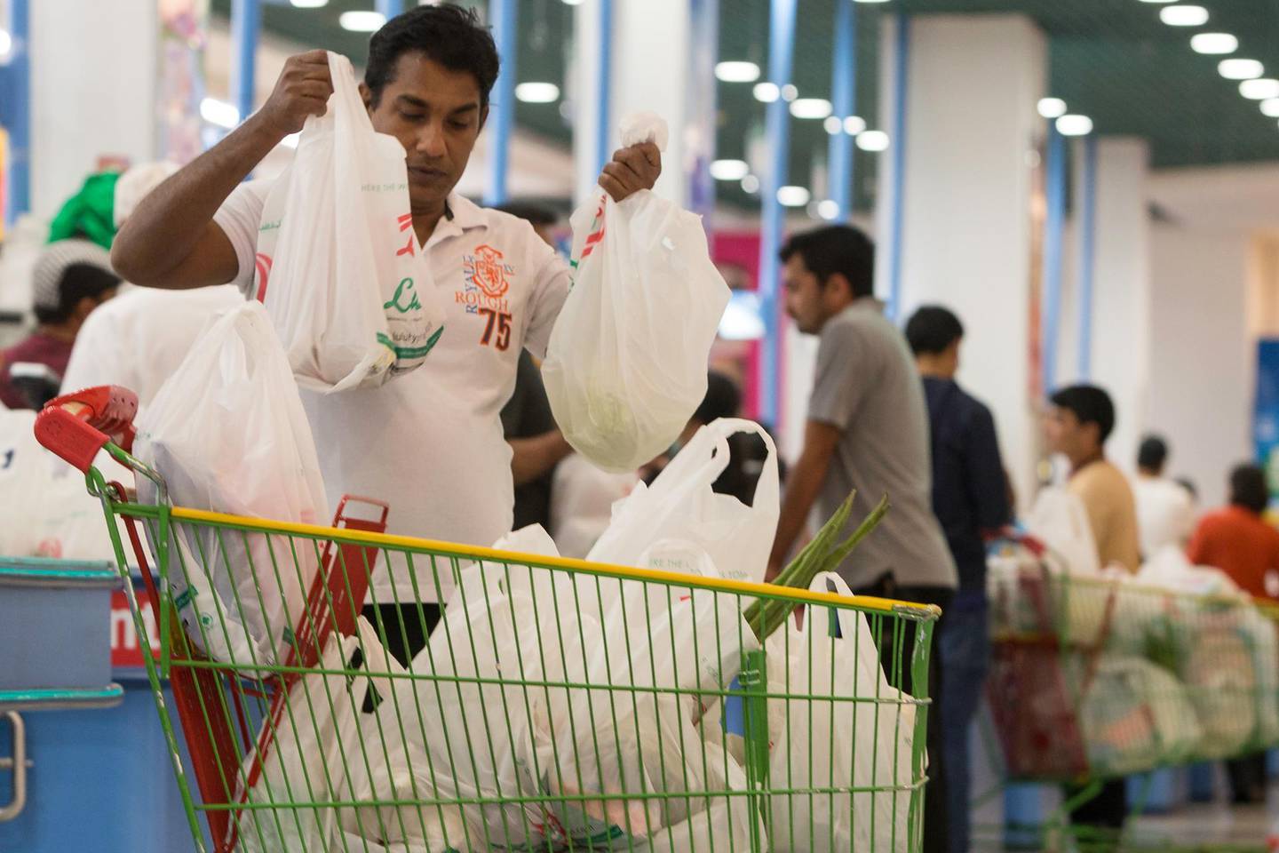 Dubai, United Arab Emirates, March 24, 2017:     General view of shoppers at the Lulu Hypermarket in the Al Barsha area of Dubai on March 24, 2017. Christopher Pike / The National

Job ID: 15607
Reporter:  N/A
Section: News
Keywords: VAT, tax, retail, customer, shop, shopping, grocery, cosmetics, clothes, jewelry, value, bags,  *** Local Caption ***  CP0324-na-VAT-25.JPG