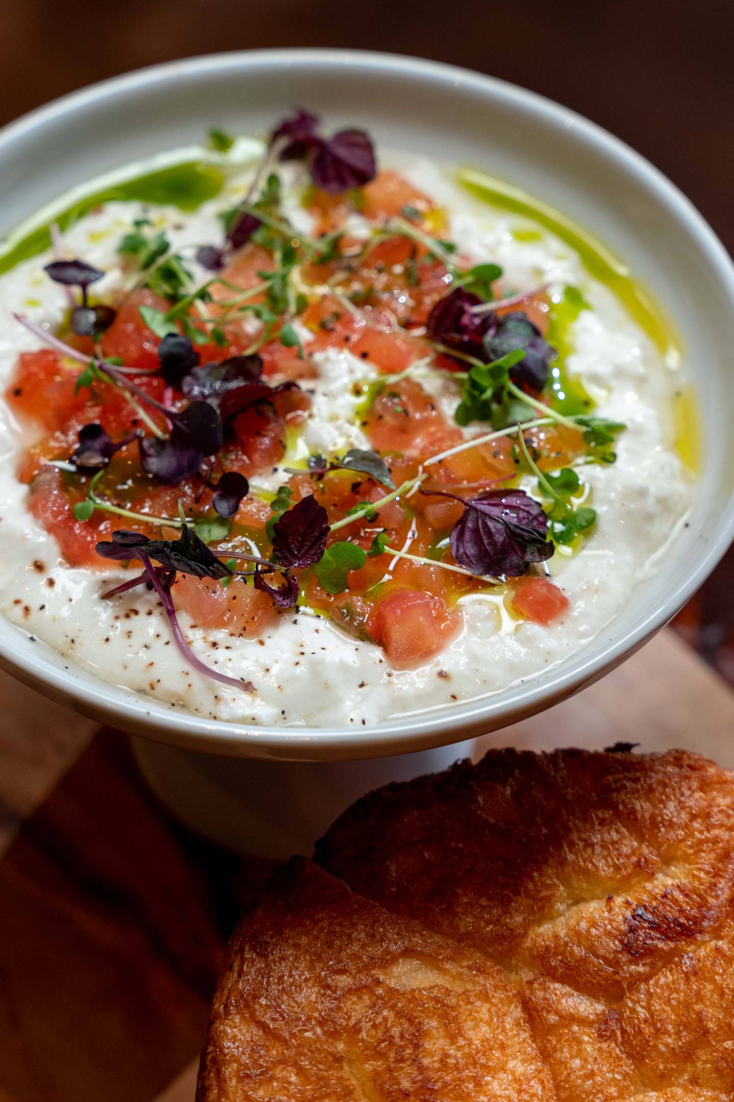 The stracciatelle is served with challah bread.  Photo: RSVP