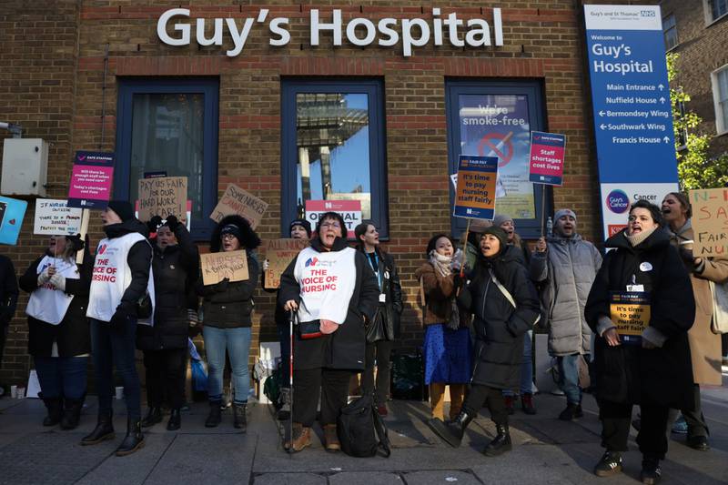 NHS nursing staff outside Guy's Hospital in London. Bloomberg