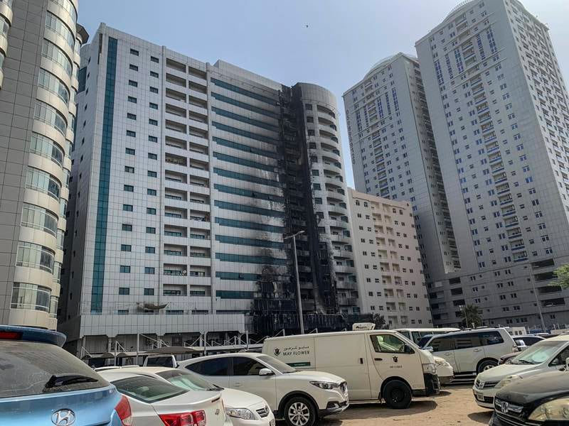 The aftermath of the fire in Ajman on Saturday morning.