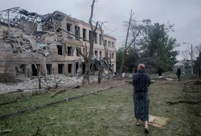 At least one person was killed after shelling hit the school, the Ukrainian State Emergency Service said. EPA