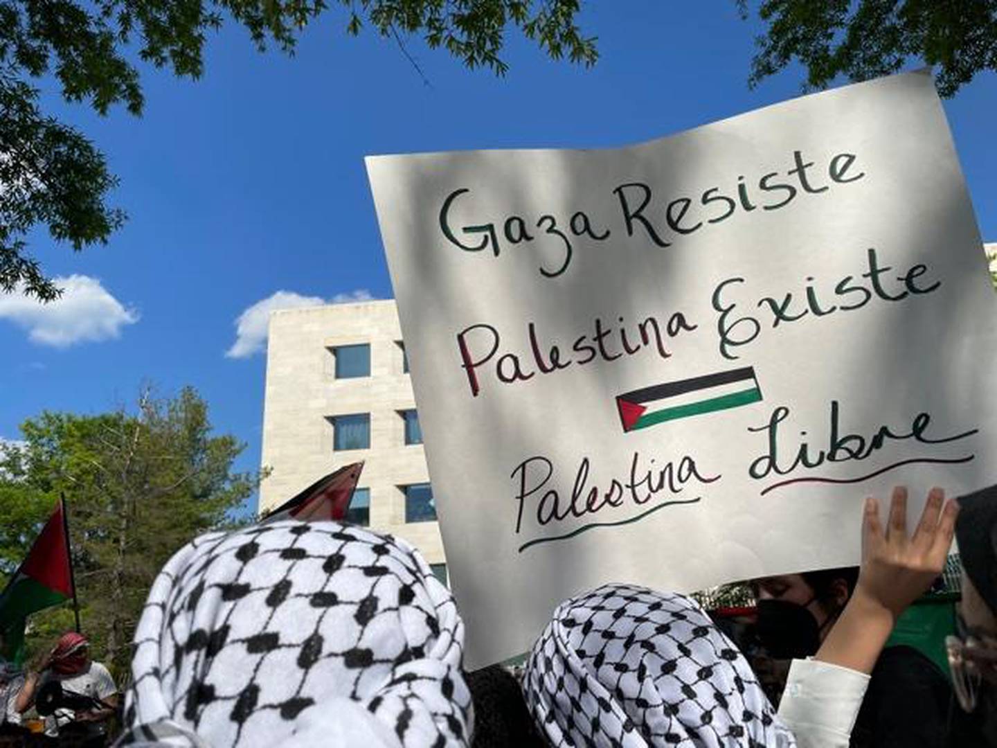 The primarily Arab and Palestinian-led demonstration attracted protesters from all ages and backgrounds. Ellie Sennett / The National