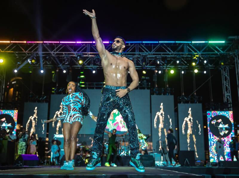 Mohamed Ramadan at the All Africa Festival in Dubai. Victor Besa / The National