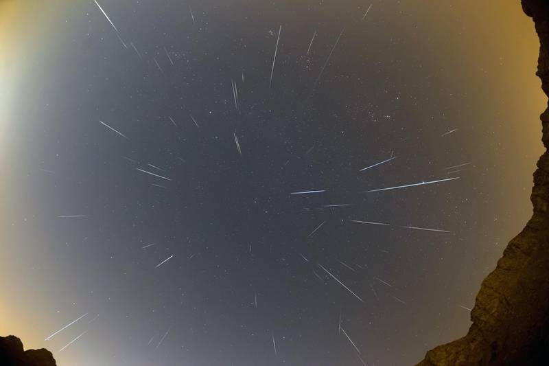 The image, which features more than 70 meteors and fireballs, is a composite made from dozens of pictures taken during the peak of the Geminids meteor shower in December. Courtesy: Prabhakaran Andiappan