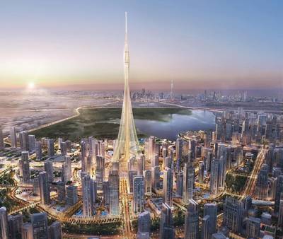 The new tower designed by Spanish-Swiss architect Santiago Calatrava Valls will not be a traditional skyscraper but more of a cable-supported spire containing observation decks, gardens and possibly other tourist facilities. Courtesy Emaar