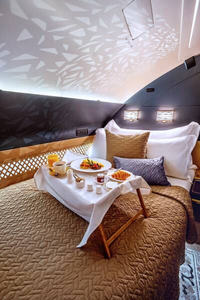 The Residence first-class cabin by Etihad Airways offers breakfast in bed and a turndown service. Photo: Etihad Airways