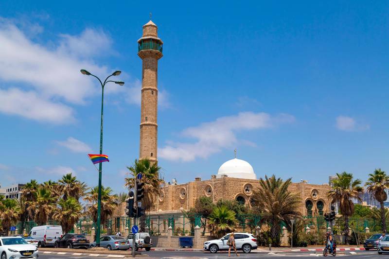 R040N1 Tel Aviv-Yafo, Israel - June 6, 2018: Hasan Bey or Hassan Bek Mosque along Jaffa Beach in Tel Aviv-Yafo, Israel. Alamy
